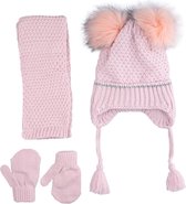 Kitti 3-Delig Winter Set | Muts met Fleecevoering - Sjaal - Handschoenen | 1-4 Jaar Meisjes | Lijn-04 (K2160-04)