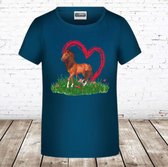 T shirt paard hart -James & Nicholson-98/104-t-shirts meisjes