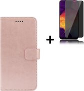 Hoesje Samsung Galaxy A03s - Screenprotector Samsung Galaxy A03s - Wallet Bookcase Rose Goud + Privacy Screenprotector