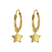 Joy|S - Zilveren ster bedel oorbellen - oorringen - 14k goudplating