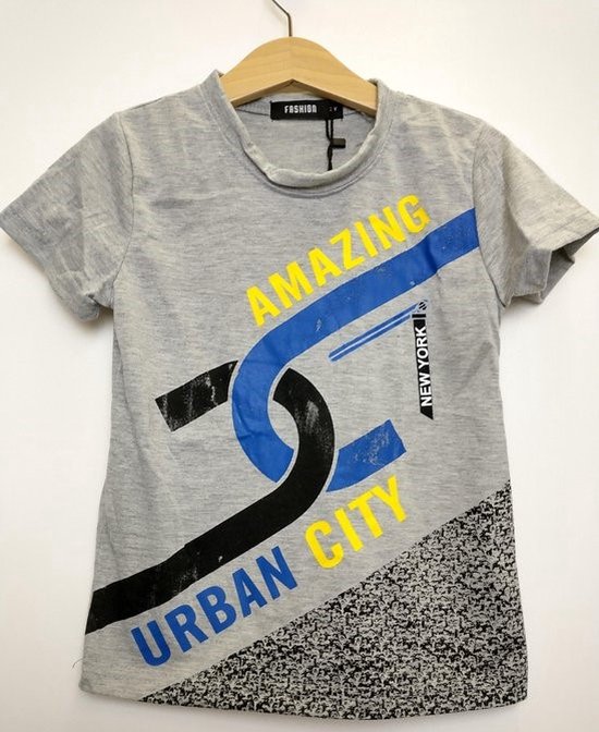 Jongens T-shirt Amazing New York Urban City grijs 158/164