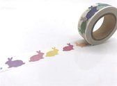 masking tape Konijn - decoratie washi papier tape - 15 mm x 10 m