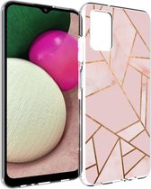 iMoshion Hoesje Geschikt voor Samsung Galaxy A03s Hoesje Siliconen - iMoshion Design hoesje - Roze / Meerkleurig / Goud / Pink Graphic