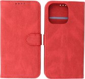 Étui pour iPhone 13 Pro - Étui portefeuille - Porte-cartes et languette magnétique - Similicuir - Rouge
