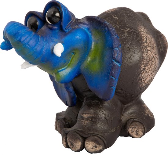 Comix Cartoon - olifant - beeld - Mafutha - blauw - uniek handgeschilderd - massief beeld