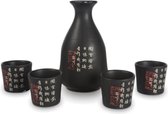 ZWART MET TEKENS - SAKE SET 5PCS