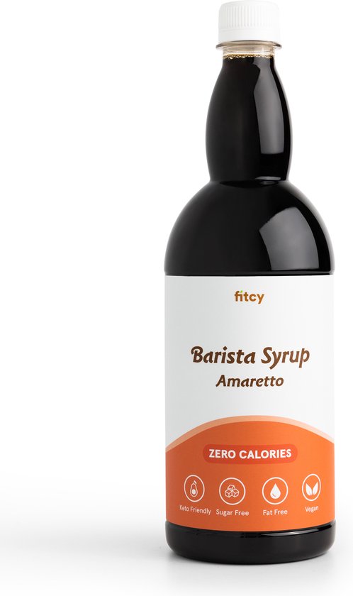 Fitcy | Koffiesiroop | Amaretto | Barista Syrup | Zero | Vegan | Vetvrij | Suikervrij | Keto-vriendelijk | Koffie | Siroop | 1L