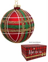 Ruitjes kerstbal/ Kersthanger - Kerstballen met Ruitjes - 1 set is 4 stuks -5 cm