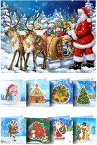 Crafterman™ Diamond Painting Volwassenen VOORDEEL SET VAN 2 STUKS - Kerstman met slee 30x40cm & 8 stuks kerstkaarten - Met 2 E-books