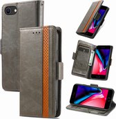 Stijlvol Tweekleurig PU-leer Wallet Flip Case + PMMA Screenprotector voor iPhone 7 / 8 / SE 2020 / SE 2022_ Grijs