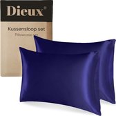 Dieux® - Luxe Satijnen Kussensloop - Blauw - Kussenslopen 60 x 70 cm - set van 2 - Kussensloop Satijn - Anti allergeen - Huidverzorging - Haarverzorging - Beauty Pillow