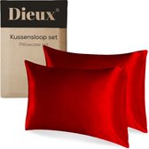 Dieux® - Luxe Satijnen Kussensloop - Rood - Kussenslopen 60 x 70 cm - set van 2 - Kussensloop Satijn - Anti allergeen - Huidverzorging - Haarverzorging - Pasen