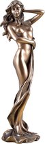 MadDeco - bronskleurig beeldje naakte vrouw met doek omheen gedrapeerd