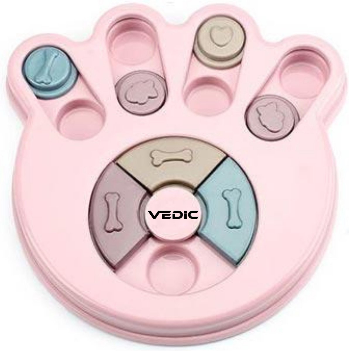VEDIC® - Hondenpuzzel Hondenpoot Roze - Intelligentiespeelgoed - Verschuifbare verstopplekken - 23x23cm