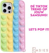 Casies Samsung Galaxy S9 Pop It Fidget Toy telefoonhoesje - Rainbow Heart case - Gezien op TikTok - Soft case hoesje - Fidget Toys