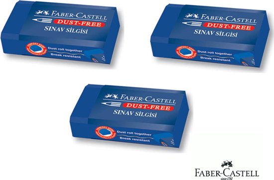 Faber-Castell Gum Zacht Stofvrij Blauw -  3 Stuks (Voordeelpack) - Speciaal voor kunst en grafisch gebruik