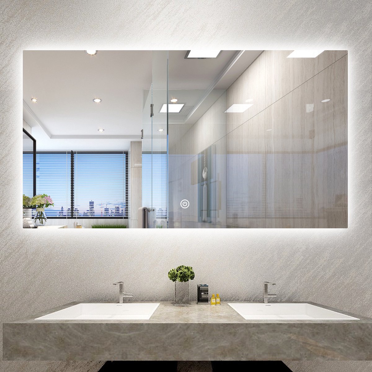 Badkamerspiegel 120 x 80 cm Met Verlichting - Badkamerspiegels - Badkamerspiegel met Anti Condens Verwarming