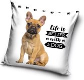 Hond, Life is Better with a Dog Sierkussens - Kussen - 40 x 40 inclusief vulling - Kussen van Polyester - KledingDroom®