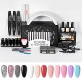Rosalind® Gellak starterspakket - 12 kleuren, Base coat, Mat top coat en Top coat - Gel nagellak set - Met UV/LED nageldroger - Gellak set - 7ml per flesje - Gift set - Nagellak ge