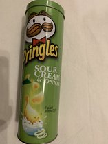 Pringles opberg blik rond 27cm x 8cm Groen