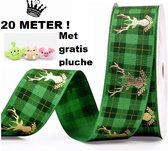 20 meter lint met gratis pluche thema Kerstmis en Eindejaar ***prima kwaliteit***|Kerstlint | Groen Goud