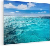 Artaza Glasschilderij - Blauwe Caribische Zee Water  - 100x75 - Groot - Plexiglas Schilderij - Foto op Glas