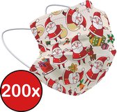 Mondkapje Kerst Wegwerp Mondmasker Mondkapjes Niet Medisch Universeel - Beige x Kerstman - 200x