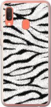 Geschikt voor Samsung Galaxy A20e hoesje - Dierenprint - Zebra - Wit - Siliconen Telefoonhoesje