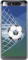 Geschikt voor Samsung Galaxy A80 hoesje - Een illustratie van een voetbal in het net -Jongens - Meisjes - Kinderen - Siliconen Telefoonhoesje