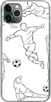 Geschikt voor iPhone 11 Pro Max hoesje - Een illustratie van spelers in verschillende posities - Jongetje - Meisje - Kinderen - Siliconen Telefoonhoesje