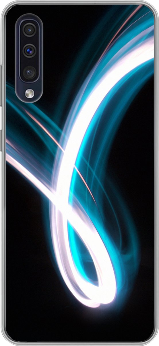 Telefoonhoesje Geschikt voor Samsung Galaxy A30s hoesje - Licht - Blauw - Abstract - Siliconen Telefoonhoesje Telefoonhoesje