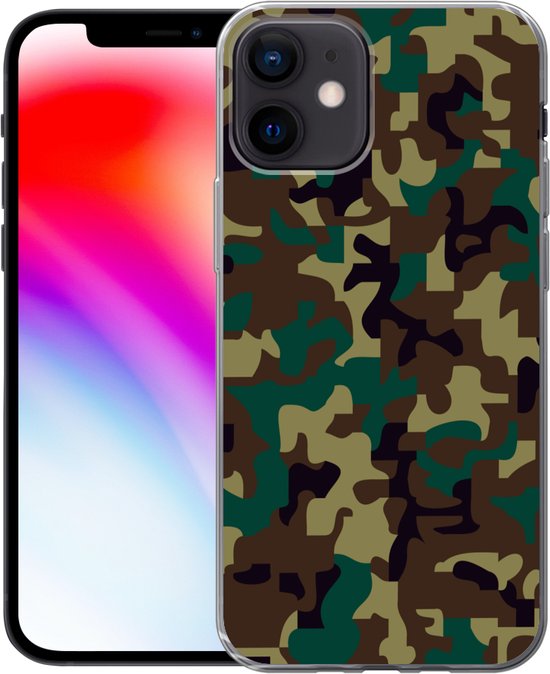 Coque iPhone 12 - Motif camouflage aux couleurs sombres - Coque en Siliconen pour téléphone