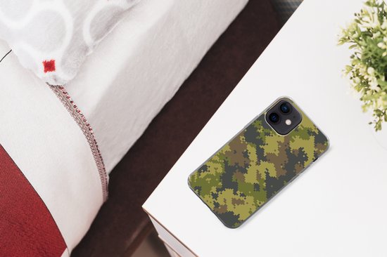 Coque pour iPhone 12 - Motif de camouflage illustré de pixels - Coque de téléphone en Siliconen