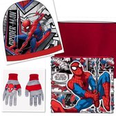 Marvel Spiderman winterset - muts + colsjaal + handschoenen - Rood - Maat 52 cm (+/- 3-6 jaar)