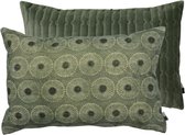 Limelight Kussenset van een Sierkussen Spirit 40x60cm en een Quilted Velvet kussen 40x60cmin een grijs/ groen combinatie (2 stuks)