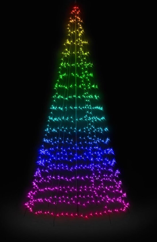 Twinkly Vlaggenmast verlichting - Kerstverlichting voor Buiten - 4 meter - 750 LED - incl. mast - RGB Licht - Zwart - Twinkly