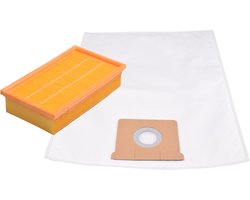 Geschikt voor KARCHER. 10 stuks. Stofzuigerzakken hobby en 1 Luchtafvoerfilter Stofklasse L voor NT361. COVAKO Merk