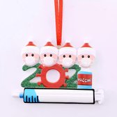 Kerstboom versiering - 4 kerstmannen met mondkapjes - 2022 - Kerstversiering Corona - 9x6 cm - Kerst decoratie – Kerstcadeau - Kersthanger - Quarantaine