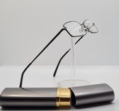 Leesbril +3,5 in zwarte metalen compacte brillenkoker / bril op sterkte +3.5 / leuke set / leesbril unisex / H011 lunettes de lecture / Aland optiek