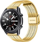 Stalen Smartwatch bandje - Geschikt voor  Samsung Galaxy Watch 3 45mm roestvrij stalen band - goud - Strap-it Horlogeband / Polsband / Armband