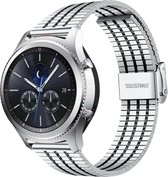 Stalen Smartwatch bandje - Geschikt voor  Samsung Gear S3 roestvrij stalen band - zilver/zwart - Strap-it Horlogeband / Polsband / Armband