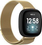 Milanees Smartwatch bandje - Geschikt voor Fitbit Sense Milanese band - goud - Maat: S - Strap-it Horlogeband / Polsband / Armband