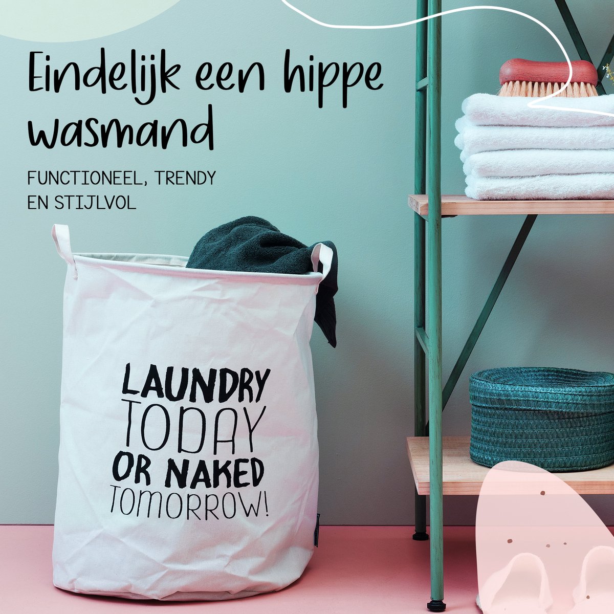 Wasmand met handvat gebroken glas waterdichte opvouwbare wasmand draagbare ronde vuile kleding mand lichtgewicht organizer mand voor badkamer slaapkamer slaapzaal
