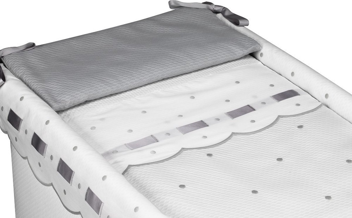 Don Algodon Wiegbekleding Zoe 70 X 45 Cm Katoen Wit/grijs