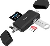 Sounix® Cardreader - USB 3.0/Type C/MicroUSB - 5 Gbytes/s - 6 in 1 kaartlezers voor Flashdrive,SD,Micro SD - Zwart-UCX61200