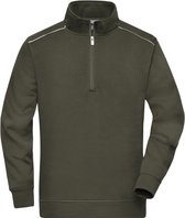 James & Nicholson Solid sweater met rits JN895 - Olijf - L