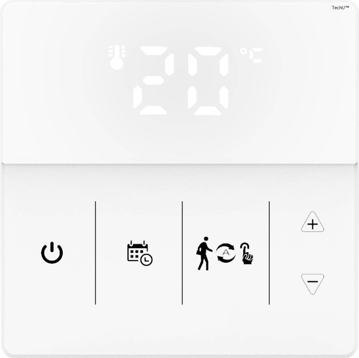 TechU™ Smart Thermostaat Thin – Wit – Alleen voor Elektrische Vloerverwarming – App & Wifi – Google Assistant & Amazon Alexa – Persoonlijk Programma Instelbaar