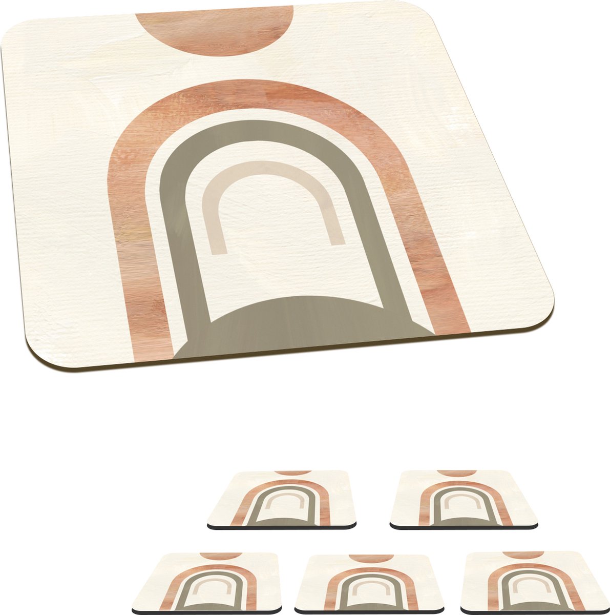 Onderzetters voor glazen - Design - Roze - Abstract - 10x10 cm - Glasonderzetters - 6 stuks