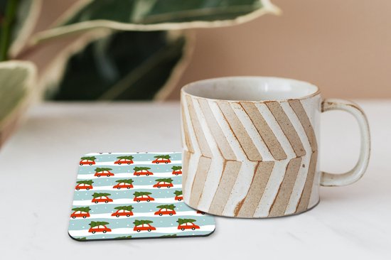Sous- Sous-verres - Noël - Sapin de Noël - Neige - 10x10 cm - 6 pièces