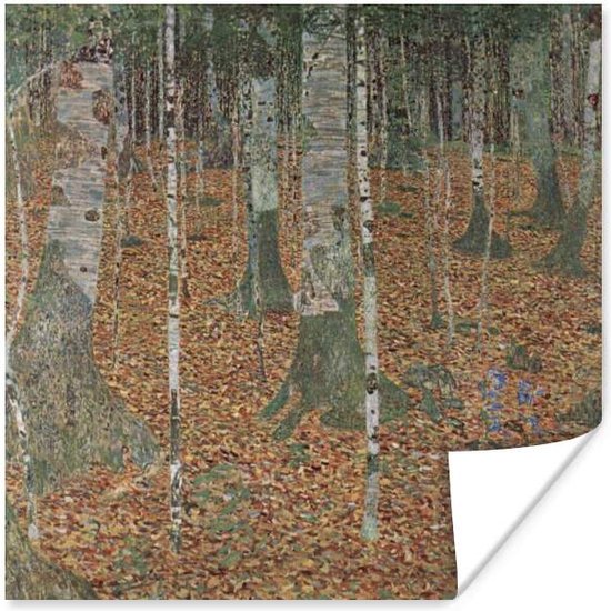 Poster Berkenbos - schilderij van Gustav Klimt - 30x30 cm